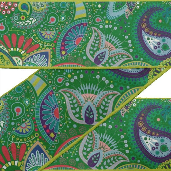 IBA Indianbeautifulart Black Artistic Paisley Velvet Trim Fabric Sewing Fabric Lace Dressmaking Printed Sewing Lace 9 Yards 2 Inches