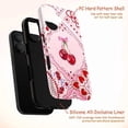 thumbnail image 4 of Pink Cherry & Bow Heart Pattern Phone Case, Romantic Aesthetic Art Cover, Protective Case for iPhone 17 16 15 14 13 12 11 Plus Pro Max Mini, 4 of 6