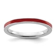 thumbnail image 4 of Auriga Fine Jewelry 925 Sterling Silver Red Enameled 2.25mm Ring for Women Size- 9, 4 of 6