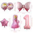 thumbnail image 4 of juego de globos de aluminio de princesa Peach rosa de 32 pulgadas con temática de princesa de dibujos animados para decoraciones de fiesta de cumpleaños de niña, 4 of 5
