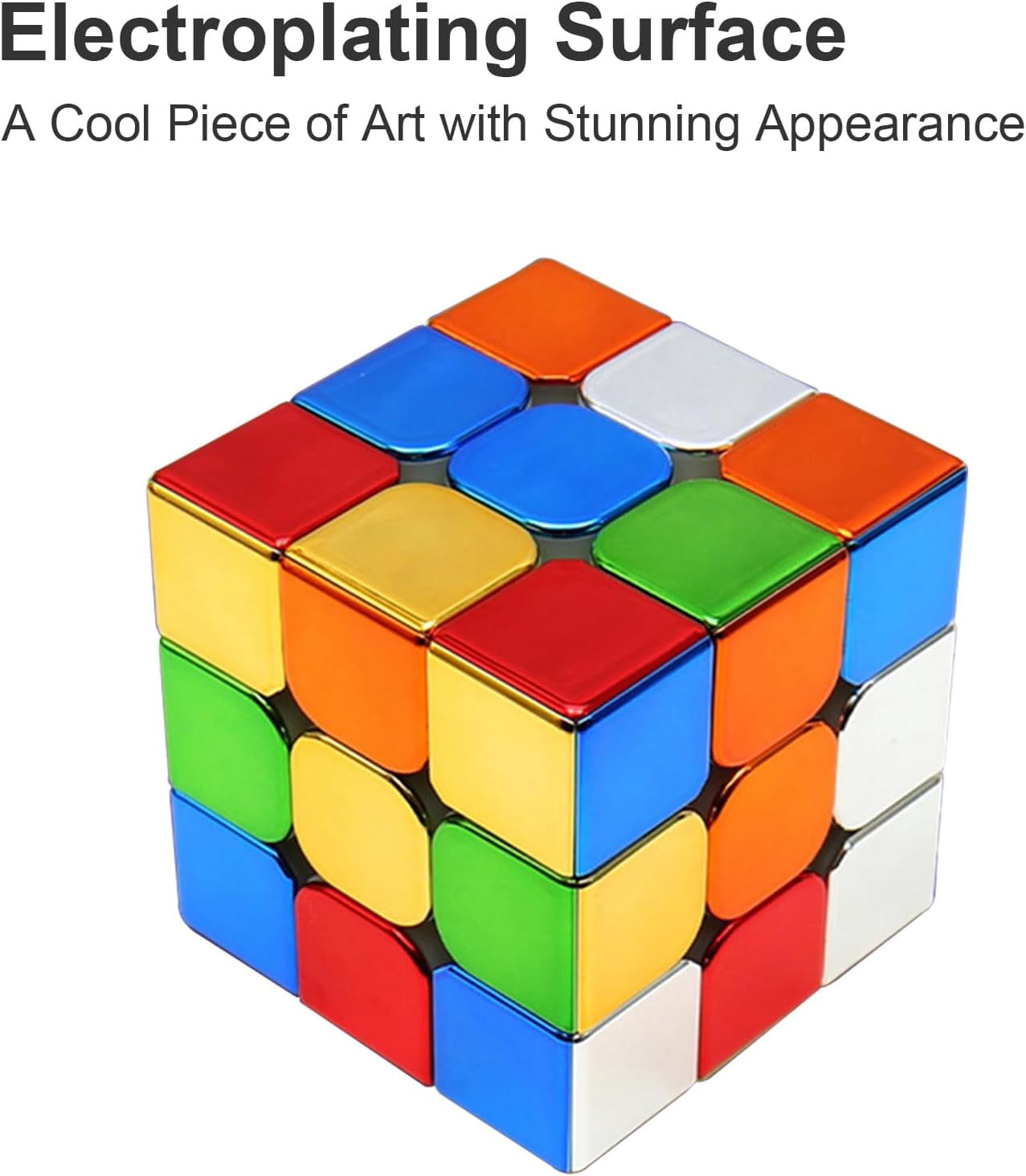 3x3 Speed Cube, Mirror Surface Magic Cube, Stickerless Puzzle Game for Brain Teasers