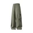thumbnail image 2 of Mens's Baggy Cargo Pants Solid Color Breathable Elastic Waist Casual Workout Pants Drawstring Zipper Pocket Loose Fit Athletic Pants, 2 of 7