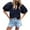 Dark Blue, variant on Women's Summer Short Sleeve Tops 2025 Dressy Casual Buttons V Neck Hollow Out Lace Embroidered Blouses Shirts