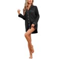 thumbnail image 4 of INSPIRE CHIC Women's Nightgown Long Sleeve Sleepshirt Button Down Notch Collar Nightshirt Sleepwear S Black, 4 of 6