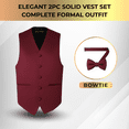 thumbnail image 5 of Oliver George 2pc Men s Solid Formal Suit Vest Waistcoat Tuxedo Dress Vest Bow Tie Set For Suit or Tuxedo Wine Red Large, 5 of 5