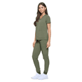 thumbnail image 4 of Women's Jogger Scrub Set Jogger Pant and Comfort Stretch V-Neck Top for Uniform G8533M, 93 Polyester/7 Spandex Olive M, 4 of 6
