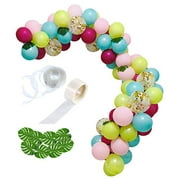 70 PCS DIY Balloons Garland with Blue Green Hotpink&Gold Confetti Balloons, Hawaii Flamingo Tropical Themed Party Supplies for Birthday Party Hawaii Luau Summer Beach Party Supplies