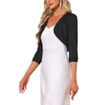 thumbnail image 4 of INSPIRE CHIC 3/4 Sleeve Shrugs for Women Cropped Bolero Shrug Open Front Cardigan Sweaters Party Clubwear L Black, 4 of 6