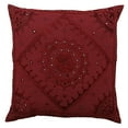thumbnail image 2 of Stylo Culture Indian Sofa Throw Pillow Covers 24 x 24 Big Hand Embroidered Maroon Bohemian 60x60 cm Home Decor Cotton Mirrored Square Cushion Covers | Set Of 2, 2 of 4