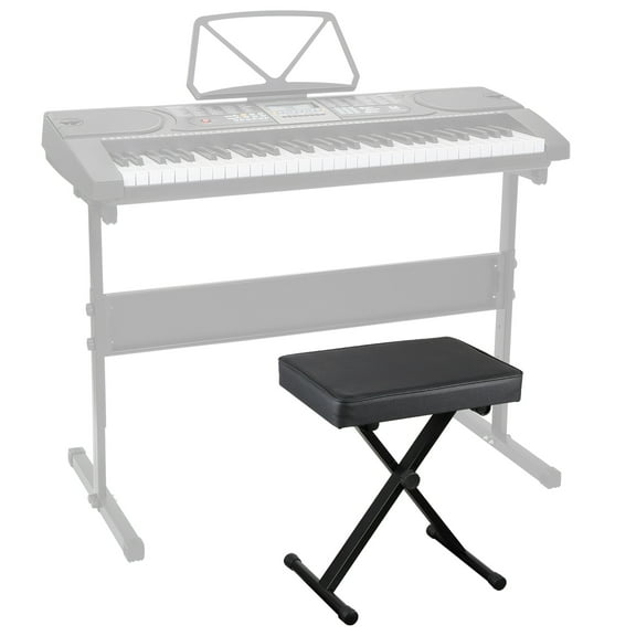 HomGarden Adjustable Piano Bench Collapsible X-Style Keyboard Stool Padded Seat, Black