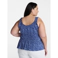 thumbnail image 3 of Terra & Sky Women’s Plus Sleeveless Smocked Peplum Tank Top, Sizes 0X-5X, 3 of 5