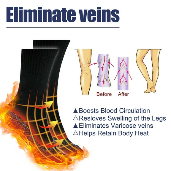 3Pairs - 35 Degree Aluminum Fiber Thermal Compression Socks Alleviate Venous, Spontaneous Thermal, Thermostatic Comfort, Warm Feet, Cold Prevention