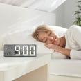 thumbnail image 5 of Reloj despertador digital, reloj espejo, reloj LED para dormitorio, reloj electrónico de escritorio con pantalla de temperatura, brillo ajustable, control de voz, 5 of 5