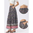 thumbnail image 2 of DARING DIVA Women's Floral Ruffle A Line Tiered Maxi Skirts X-Small Dark Blue, 2 of 6