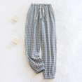 thumbnail image 4 of Frostluinai Womens Plaid Wide Leg Pants Elastic Waisted Drawstring Lounge Pants Loose Fit Cinch Bottom Loungewear Pants with Pocket, 4 of 4