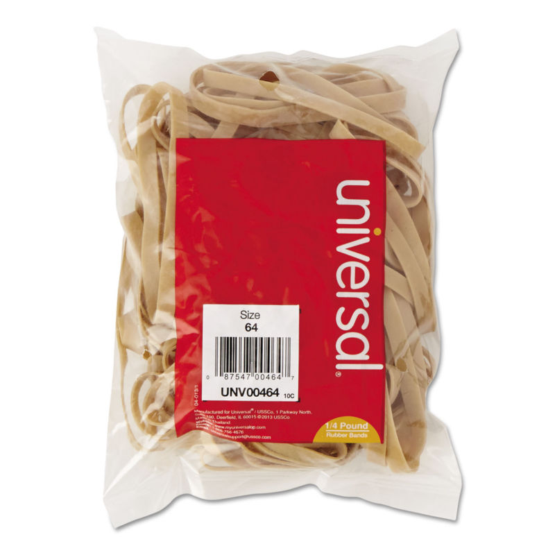 Universal Rubber Bands, Size 64, 31/2 x 1/4, 80 Bands/1/4lb Pack