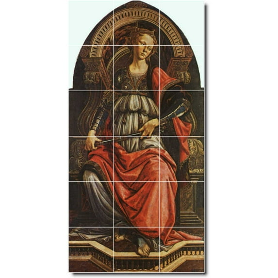 Ceramic Tile Mural-Sandro Botticelli Religious Wall Tile Mural 19. 36" w x 72" h using (18) 12 x 12 ceramic tiles