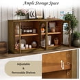 thumbnail image 5 of Buffet Cabinet with 4 Arched Glass Doors, TUANLUO Accent Buffet Sideboard, Modern Wood Storage Cabinet Furniture for Kitchen Dining Room Living Room, 57.7"L x 14.8"W x 31.9"H, Brown, 5 of 10