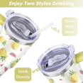 thumbnail image 5 of 40oz Tropical Pineapple Pattern Stainless Steel Flip Straw Tumbler Spill Proof Travel Cup Double Wall Vacuum Insulated Coffee Mug with Top Handle, 5 of 6
