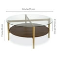 thumbnail image 4 of Evelyn&Zoe Otto 36" Wide Round Coffee Table with MDF Shelf, Gold/Walnut, 4 of 7