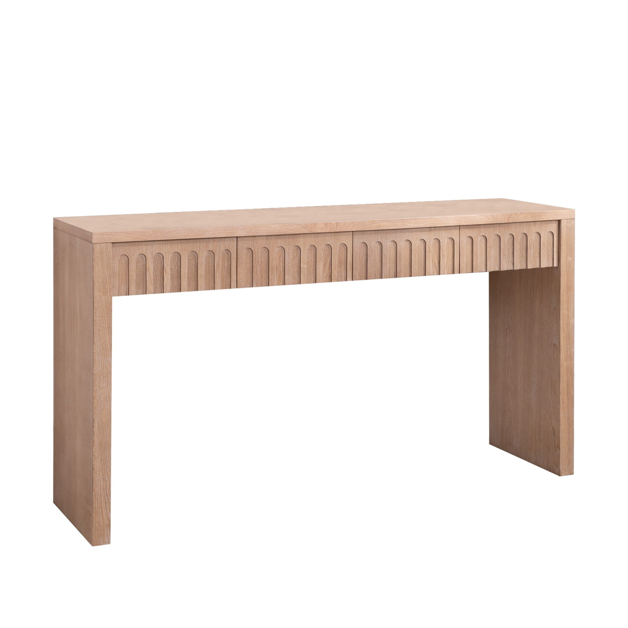 Modern Console Table with 4 Drawers, 59.2" Entryway Table (Natural)