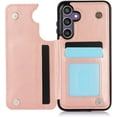 thumbnail image 5 of Phone Case for Samsung Galaxy S23 FE 5G with Tempered Glass Screen Protector and Card Holder Wallet Cover Stand Flip Leather Cell Accessories S 23 FE S23FE5G S23FE 23S G5 Women Rose Gold, 5 of 13