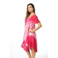 thumbnail image 3 of Riviera Sun Tie Dye Summer Dress with Raglan Eyelet Sleeve & Embroidery (Fuchsia / Pink, 1X), 3 of 4