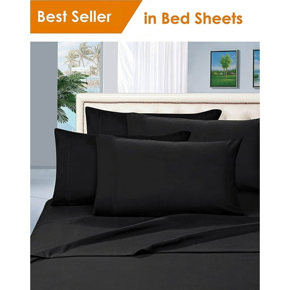 Elegant Comfort® 1500 Series Microfiber Deep Pocket Bedroom Sheet Set, Full Black