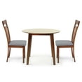 thumbnail image 6 of 3 Piece Dining Table Set, 2 Classic Style Solid Wood Warm Chairs with Round Dining Table, Kitchen Room Set, Medium Brown Color w Gray Cushions, 6 of 8