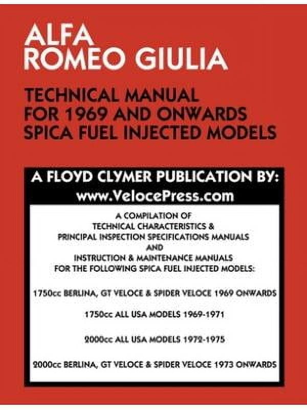 ALFA ROMEO GIULIA-SPIDER ワークショップマニュアル Alfa Romeo Giulia-Spider Owners Workshop Manual 1962-1978