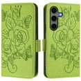 thumbnail image 2 of Designed For Samsung Galaxy A56 5G Flip Phone Case,Embossed Butterfly&Rose Designing,PU Leather Flip Folding Kickstand,Card Slots,With Shoulder Strap&Wrist Strap,Shockproof Wallet Case,Green, 2 of 9