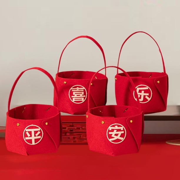 4x Cestas de frutas de año Nuevo con forma de tubo de la para año Nuevo chino Cestas de dulces sencillas Decoración del Festival de Primavera Estilo E