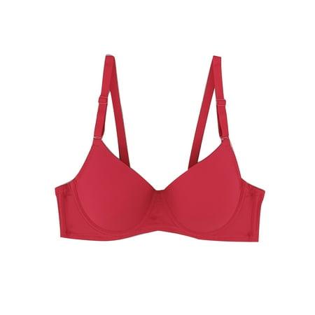

SOOMLON Comfy Bras for Women Push Up Detachable Double Shoulder Straps Underwire Bra Female Lingerie Push Up Bralette Red S