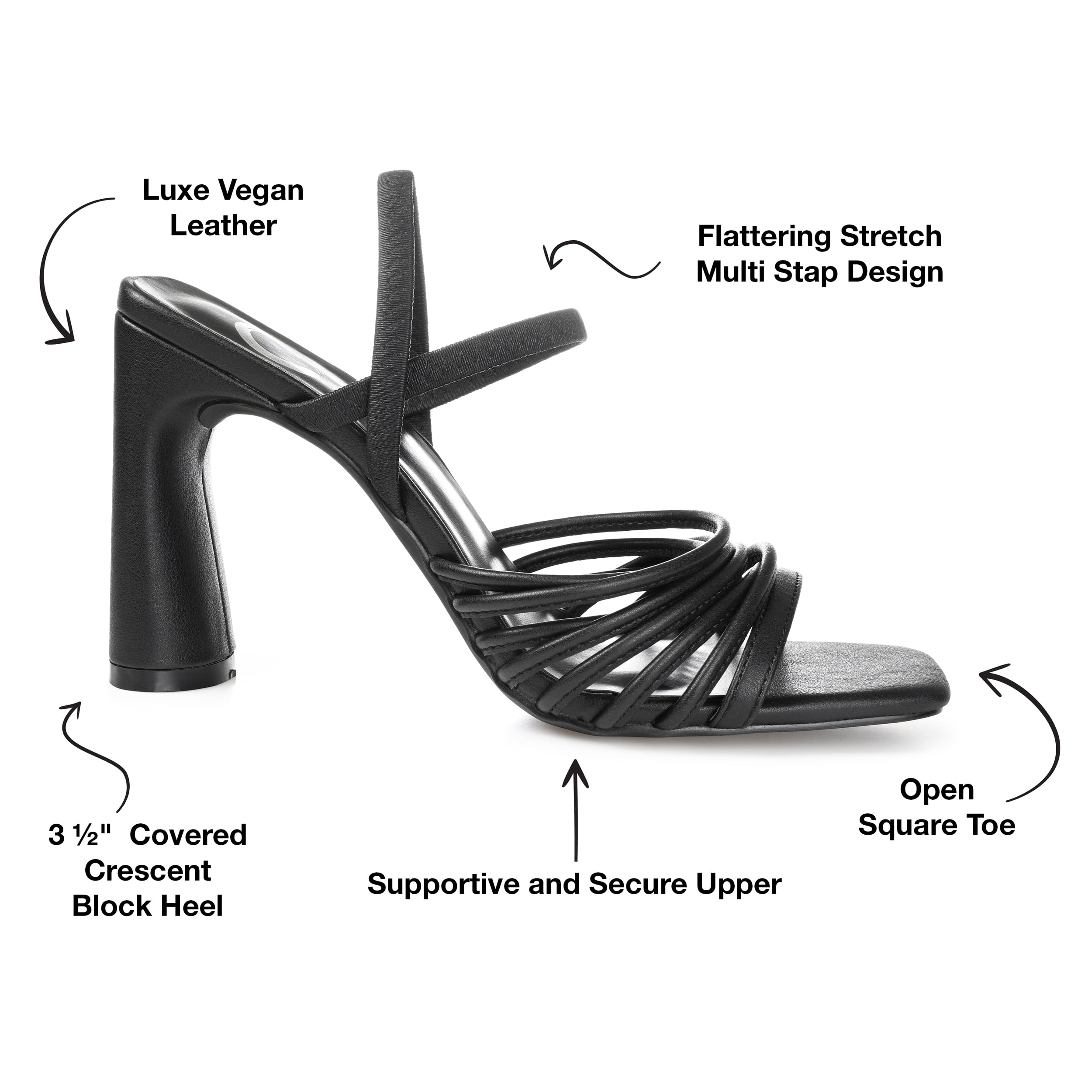 Journee Womens Hera Open Square Toe High Block Heel Sandals