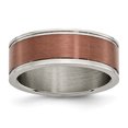 thumbnail image 1 of Titanium Grooved Edge 8mm Brown IP-plated Brushed/Polished Band Ring 12.5 Size, 1 of 6
