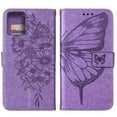 thumbnail image 3 of SaniMore Case for Motorola Moto G 5G (6.5" 2023), PU Leather Skin with Luxury Embossed Butterfly [Wrist Strap & Card Slots & Flip Kickstand] Full-body Shockproof Business Wallet Cover, Lightpurple, 3 of 7