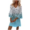 thumbnail image 2 of Robes de Plage pour Femmes Mode Nouvelle Mode Femmes Été Décontracté Col en V Imprimé Manches 3/4 Robe Mini Pliée pour Été Décontracté Rendez-Vous Vacances Plage, 2 of 6