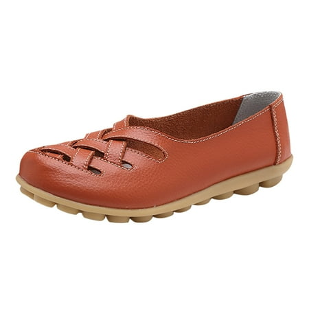 

Sngxgn Knit Loafers for Women Comfortable Casual Slip On Womens Driving Flats Shoes(Orange 5.5)