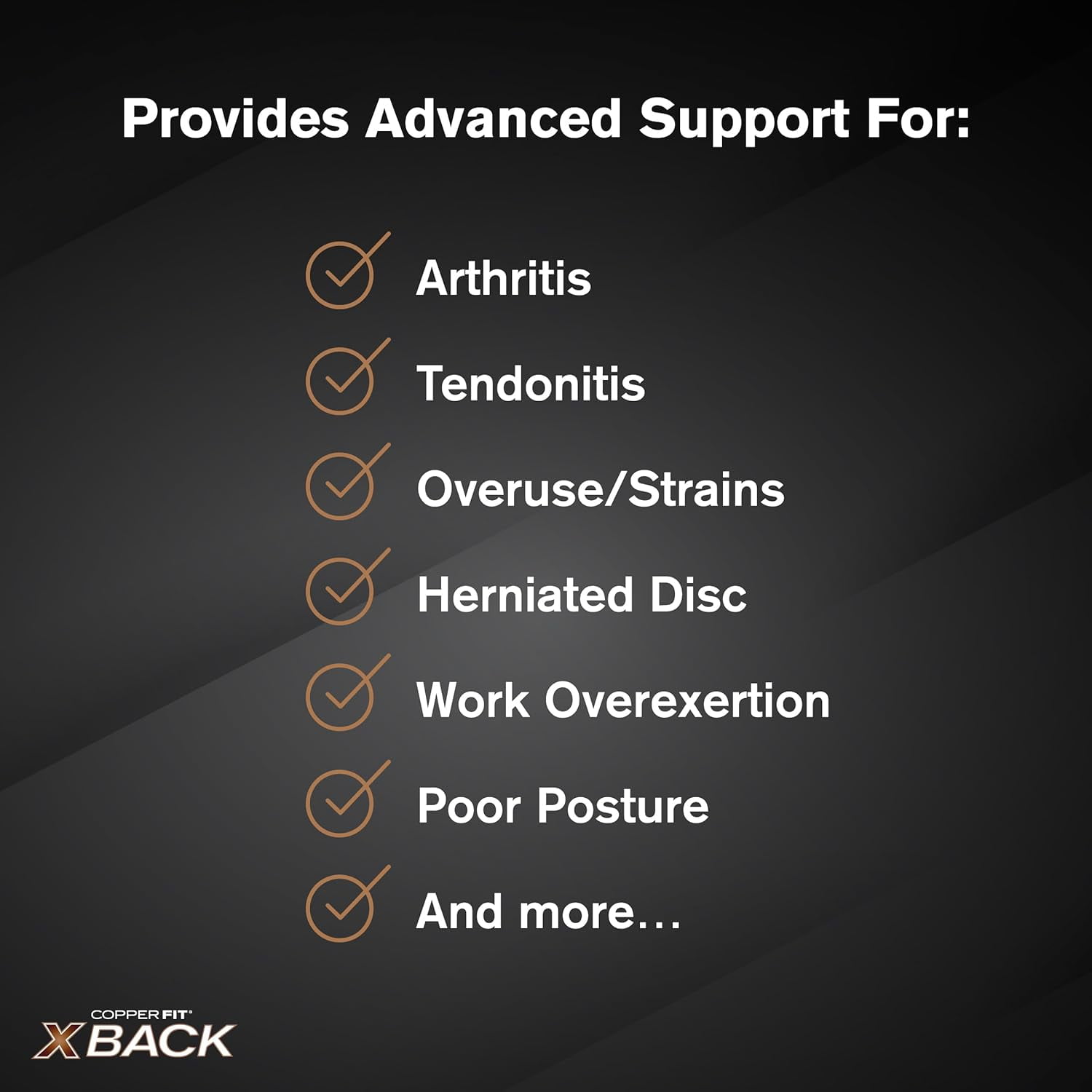 Copper Fit X-Back Brace for Lower Back Pain – Curved Lumbar Panel, Adjustable Power X Straps, L/XL