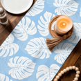 thumbnail image 3 of Table Runners 90 Inches Long Dress Scarves, Tropical Leaves Farmhouse Coffee/Dining/Kitchen Table Decor Table Runner for Living Room, Summer Natural Botanical Monstera Leaf Blue 13x90 Inch, 3 of 9