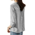 thumbnail image 6 of ZANZEA Polyester Cotton Three Quarter Sleeve V-Neck Stripe Printed Blouses Womens, 6 of 6