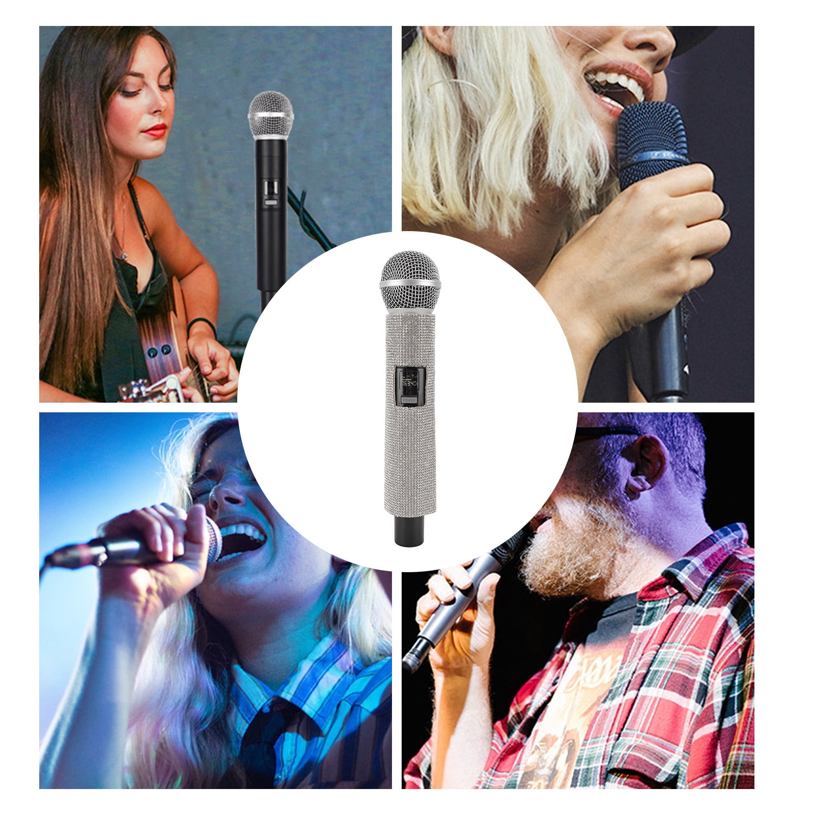 YAHHU Professional VHF Wireless Microphone System, Dual Handheld Cordless Dynamic Mic Set for Home Karaoke, Party, Singing, Church, Wedding, Amplifiers and Speakers, 11x4.3x2.4 Inches / 28x11x6 cm