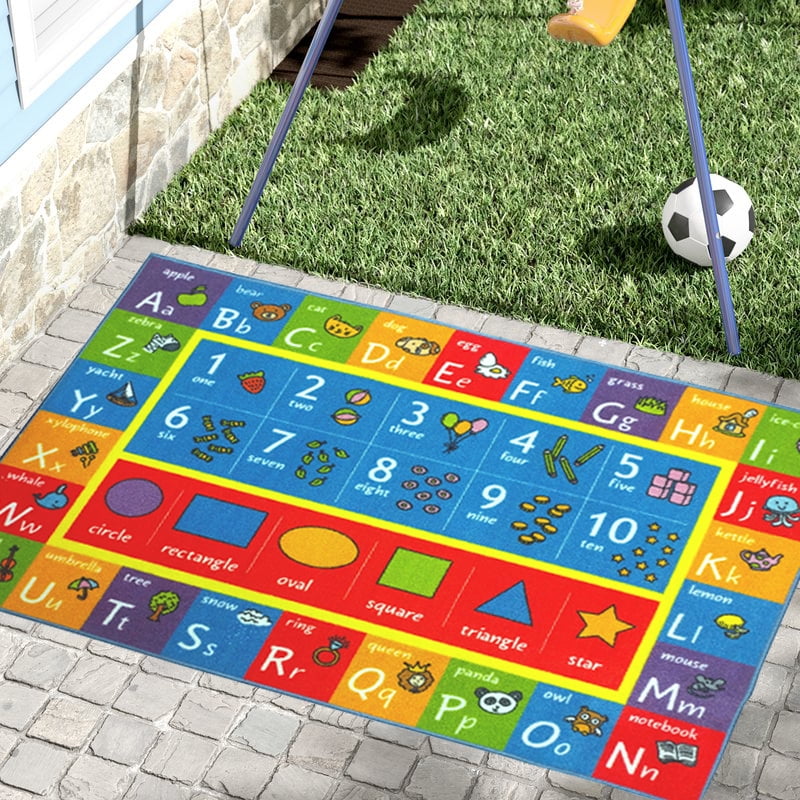 KC Cubs Playtime Collection ABC Numbers Shapes Educational Rug 5' x 6'6"