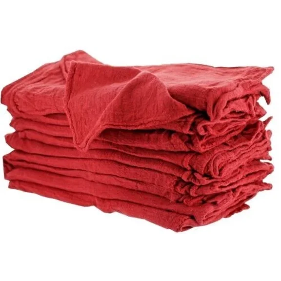 50 Industrial Shop Rags / Cleaning Towels Red With 5 Free Shop Towels