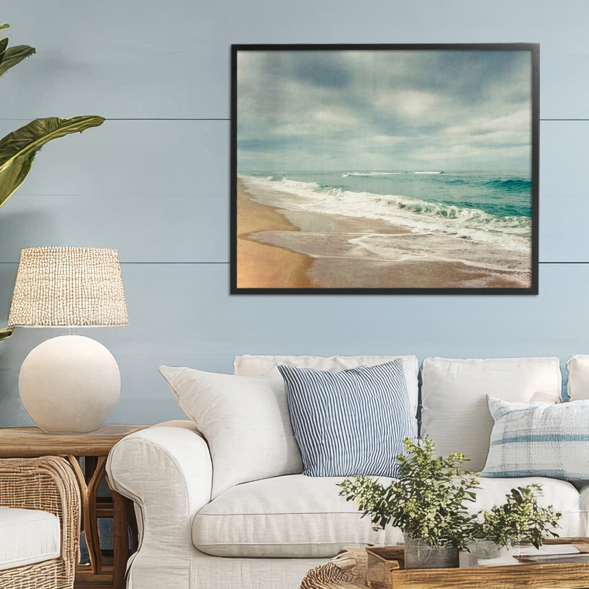 Stupell Industries Tranquil Waves Along Sandy Coast Black Framed Giclee Art, design by Dirk Wüstenhagen