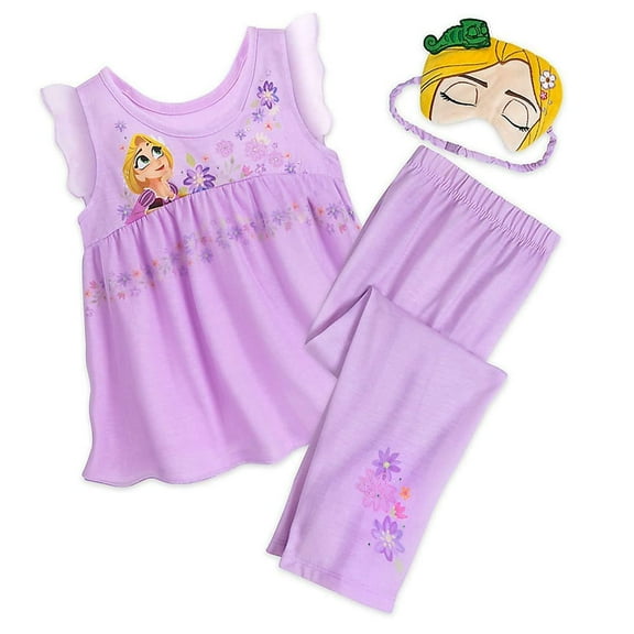 Disney Store Princess Tangled Rapunzel 3 PC Pajama Sleep Mask Set Girl Size 4