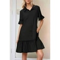 thumbnail image 5 of Women'S Summer Button Down Shirt Dress Casual Ruffle Sleeve Shift Mini Dresses with Pockets, 5 of 8