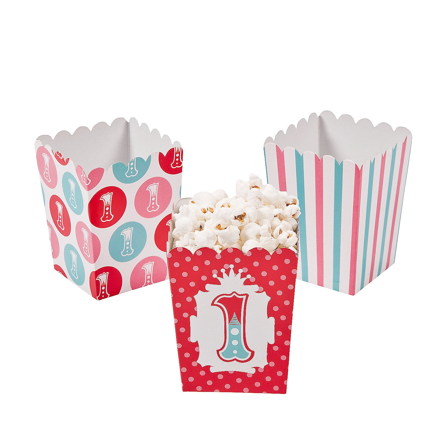 Fun Express Mini 1st Circus Popcorn Boxes (24pc) for Birthday Party