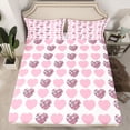 thumbnail image 2 of Homewish Love Heart Print Twin Sheet Sets 3pcs for Female Men Adults,Pink White Twin Fitted Sheet Microfiber,Romantic Valentine's Day Breathable Flat Sheet,Microfiber Bedroom Decor, 2 of 7