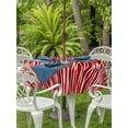 thumbnail image 3 of Outdoor Tablecloth with Umbrella Hole for Patio/Picnic/Party/Camping, Red Striped Waterproof Table Cloth Round Cover Washable, Classic Minimalist Waves Lines Pattern (Dia 54"), 3 of 8